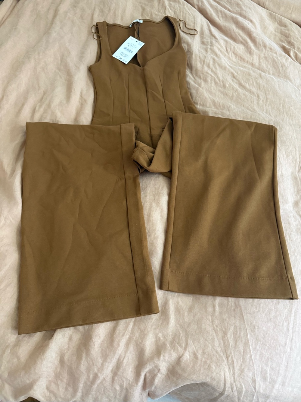 Zara Brown Wide-Leg Tailored Jumpsuit - Picture 3 of 3